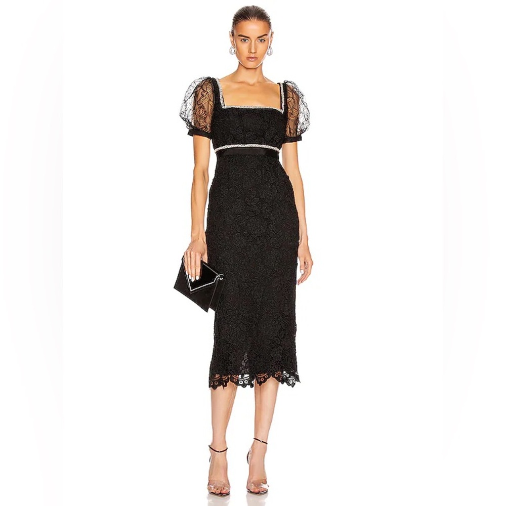 Self Portrait Fine Lace Square Neck Midi